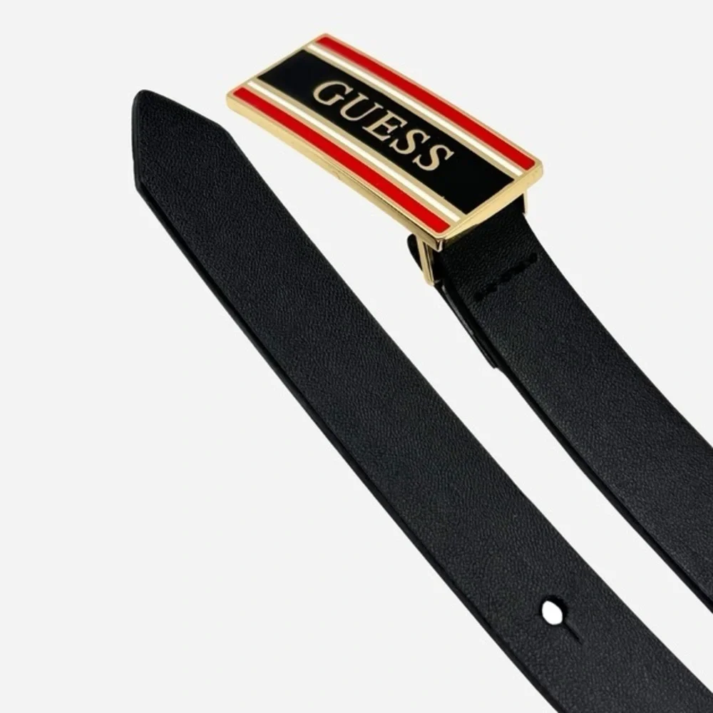 New Guess Women’s Black Belt with Red Accent